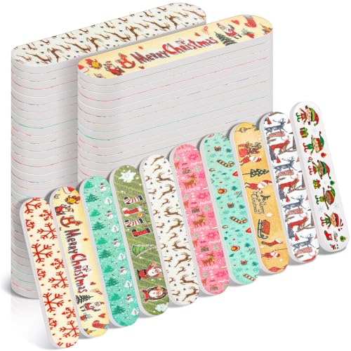 50 Pack Christmas Mini Nail Files Bulk Xmas Emery Boards Gifts - style: Elegant