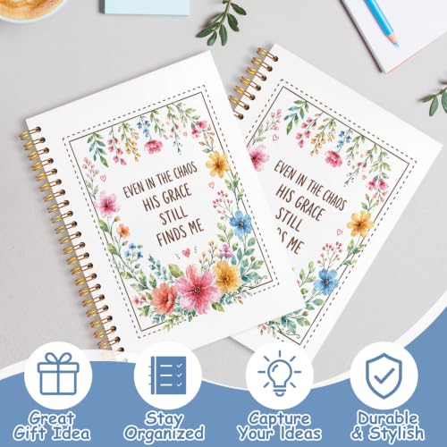 Christian Floral Bible Verse Notebook Journal for Women, 5.5x8.3 - color: white-Floral Bible Verse