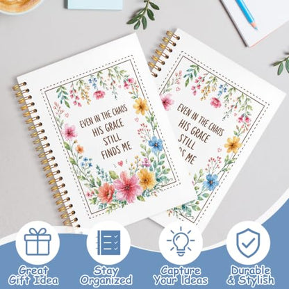 Christian Floral Bible Verse Notebook Journal for Women, 5.5x8.3 - color: white-Floral Bible Verse
