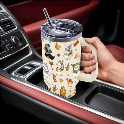 Gifts for Women, 40oz Duck Tumbler with Handle & Straw - color: Duck-Beige