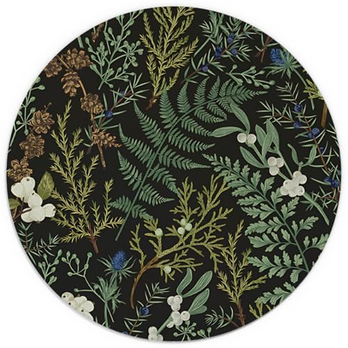 Dark Green Plant Mouse Pad, Vintage Green Fern Leaves Botanical Cottagecore Mouse Pads for Wireless Mouse Computers Laptop Desk Accessories, Plant Desk Accessories,7.9x7.9Inch - color: color 1