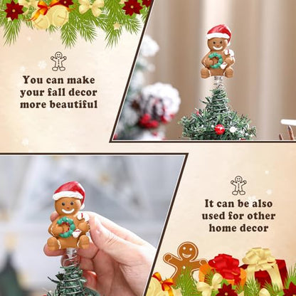 Namalu Mini Christmas Tree Topper Small Gingerbread Man Treetop for Christmas Tree 4 Inch Gingerbread Ornaments Decorative for Home Xmas Wine Bottle Wedding Bridal Shower Holiday Party Decorations - style: Gingerbread Man