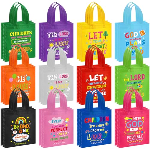 Sweetude 48 Pcs Christian Gift Bags Bulk, Bible Verse Gift Bags for Kid - color: Colourful, style: Kids