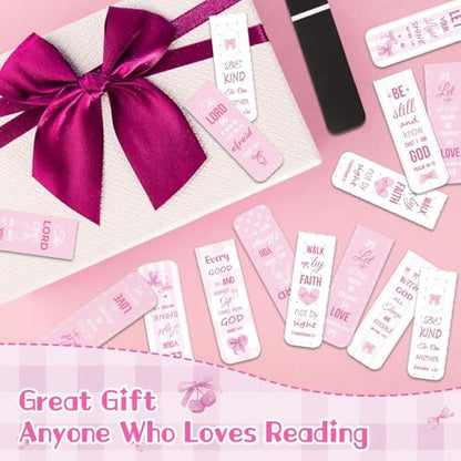 Haooryx Bible Verse Magnetic Bookmarks Motivational Book Page Markers - style: Pink Bow