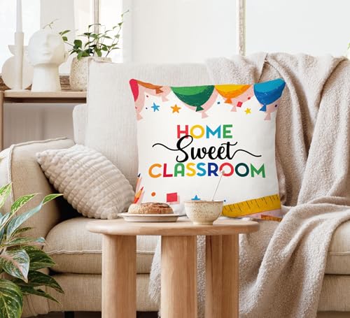 Voatok Classroom Pillow Cover 18x18, Home Sweet Classroom Decorative Throw Pillow Cover Pillowcases Decorations for Kids Toddler Room Bedroom Playroom Sofa Bed Couch Decor - color: Classroom-1