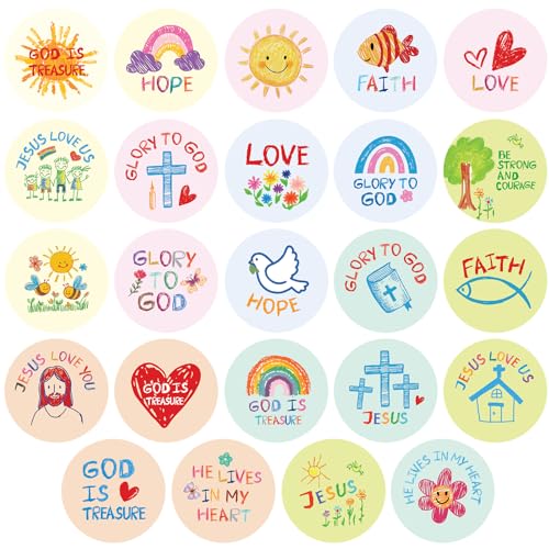 600 Pcs Christian Religious Stickers for for Kids 24 Styles - style: Drawing Style