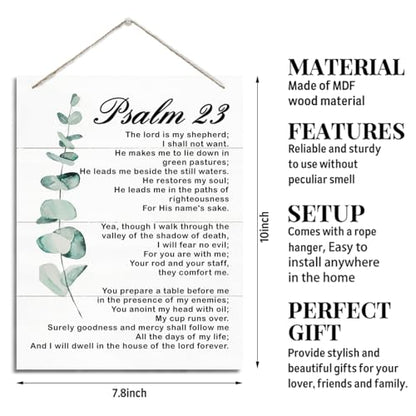 Rustic Hanging Wood Plaque - Psalm 23 Sign, Modern Farmhouse & Home Office Decor, Christian Gift & Housewarming Idea - color: Psalm 23