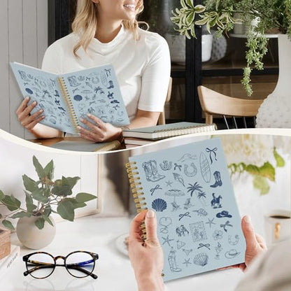 YLZlhb Blue Western Coastal Cowgirl Spiral Notebook Journal, Preppy Beach Notebooks for Note Taking, Cowgirl Gifts for Women, Girly Preppy Blue Ocean Hardcover Spiral Journal 5.5x8.3 Inches - color: cowgirl