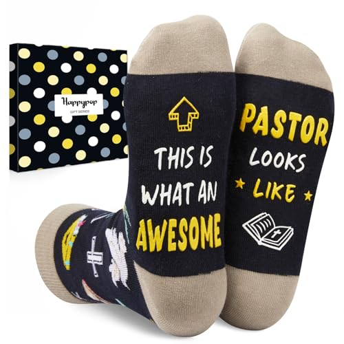 HAPPYPOP Christian Gifts - Religious Bible Socks, Faith Gifts Women Christian Easter Socks - color: Pastor Grey