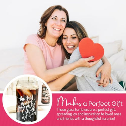 Elly and Grace Christian Tumbler for Women, 20 oz. Bible Verse Tumbler, Christian Cups, Faith Mug, includes lid and straw (Psalm 23-20oz)