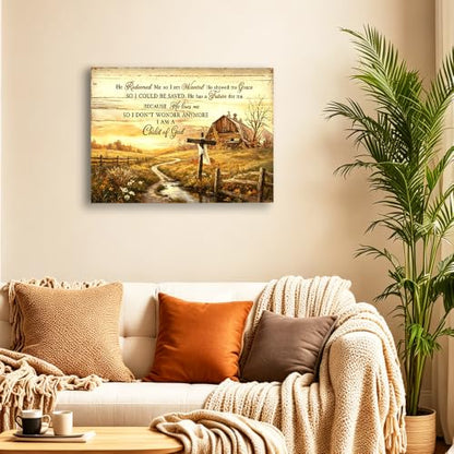 Christian Canvas Wall Art Rustic Cross Farmhouse Religious Decor