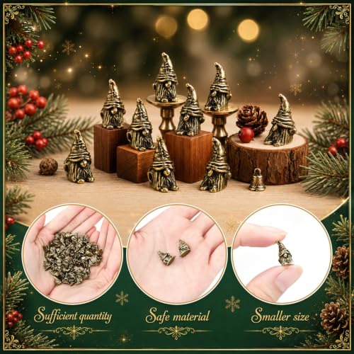 Civaner 50 Mini Brass Gnome Figurines, Christmas Tiny Gnome Decor - style: Gnome