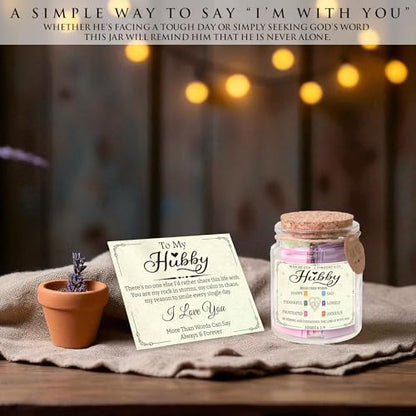 Hubby Bible Verse Jar – Father day Gifts for Husband, 92 Color-Coded Bible Verses “Read This When” | Christian gifts for men - color: Hubby Bible Verse Jar