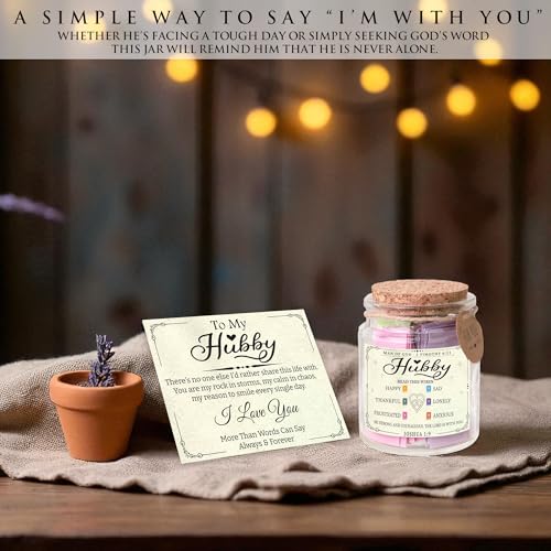 Hubby Bible Verse Jar – Father day Gifts for Husband, 92 Color-Coded Bible Verses “Read This When” | Christian gifts for men - color: Hubby Bible Verse Jar