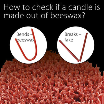 Danilovo Thin Taper Beeswax Candles - Honey-Scented, Decorative Candles Ideal for Birthday Decoration or Church Prayers - Red Drip Free, Tall & Smokeless Pack of 50 pcs, 6.3 x 0.2 inch - size: 6.3 in