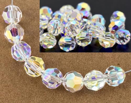 100pcs Adabele Austrian 4mm (0.16 Inch) Small Faceted Round Crystal Beads Clear AB Compatible with Swarovski Crystals Preciosa - color: Crystal Ab, size: 4mm Small (100pcs)