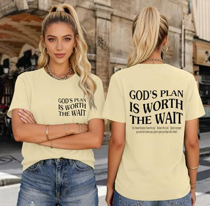 Womens Christian Shirts Funny Bible Verse Graphic T-Shirts Religious Faith Inspirational Short Sleeve Tee Tops - color: Abeige1, size: XX-Large