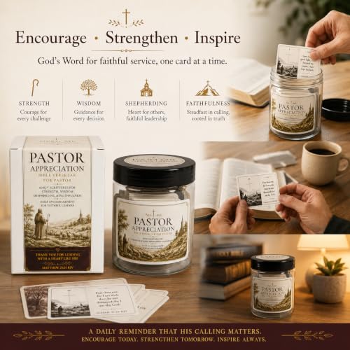 Bible Verse Jar, Pastor Appreciation Gifts, 60 KJV Scripture Cards - color: Pastor Appreciation