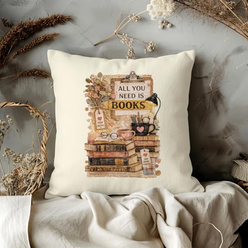 QIYUHOY Retro Book Lover Throw Pillow Covers, 18x18 Inch - color: 005-motivational