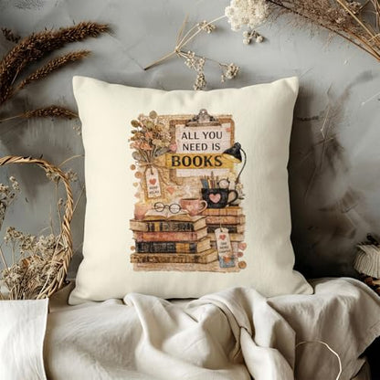 QIYUHOY Retro Book Lover Throw Pillow Covers, 18x18 Inch - color: 005-motivational