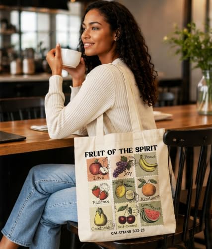 Christian Bible Verse Tote Bag for Women Faith Church - color: Fruit