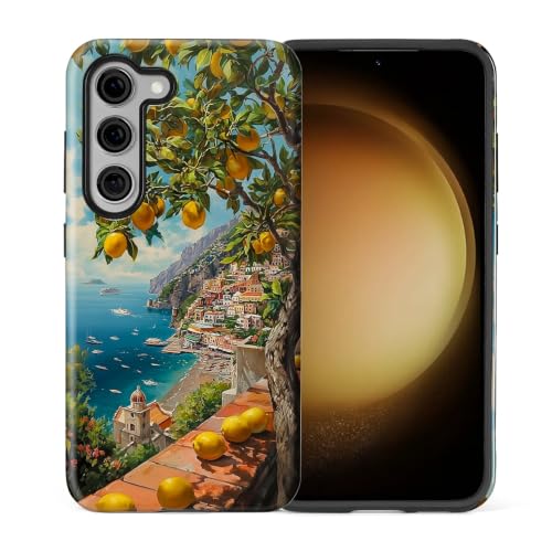 Compatible with Samsung Galaxy S23 Full Body Matte Case Hard Shell Shockproof Screen Lens Protection for Girl Boy Cute Pattern Italian Coast Amalfi Lemon Mediterranean Sea - color: Italian Coast Amalfi Lemon Mediterranean Sea, size: Samsung Galaxy S23