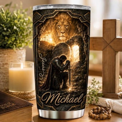 Personalized Christian Gifts For Men - A Child Of God Warrior Christ Man Of Faith Tumbler V5 - Faith Bible Religious For Dad, Husband, Grandpa on Fathers Day, Christmas, Birthday - color: CH-VAR-05