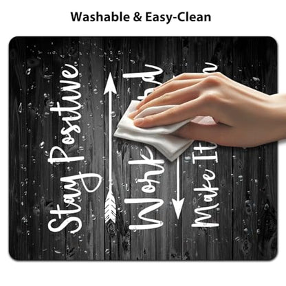 Stay Positive Work Hard Inspirational Mouse Pad, Rustic Black Wood Desk Mat - color: Black Wood