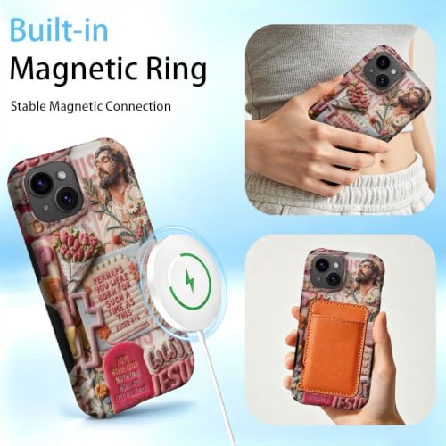 Compatible with iPhone 15 Case,Wireless Charging Compatible,Patented 2‑in‑1 Dual‑Layer Protection, Hot Transfer Print Hard Shell Cover - Bible Verse Aesthetics - color: Bible verse aesthetics, size: iPhone 15