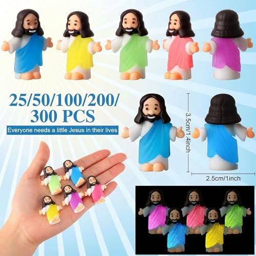 Barydat 25 Pcs Little Jesus Figures Glow in The Dark,Robe Style,5 Color - color: 5 Color, size: Robe Style