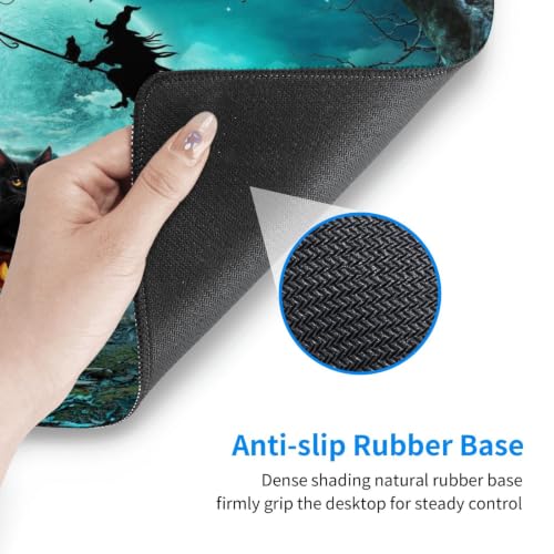 LB Teal Halloween Mouse Pad Gaming, Spooky Background, 15.75L X 31.5W Inch - color: Black Teal