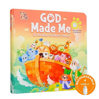 GO GO God Made Me Sound Book, 10 Christian Songs, USB-C Rechargeable, Musical Learning Toy for Toddlers 1-3, Babies 0-2, Preschoolders, Kids 1-6 - color: God Made Me
