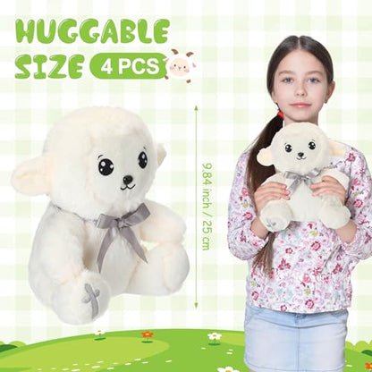 HyDren 6 Pcs Large Christian Sheep Stuffed Animals for Gifts 9.84 Inch Cute Prayer Sheep Plush with Embroidered Cross Religious Lambs Gifts for Kids Adults Easter Basket Stuff Pray Birthday Christmas