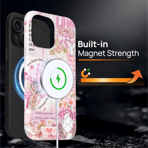 Magnetic Case for iPhone 15 Plus, Compatible with Magsafe PC Hard Shell & Silicone Inner Bumper Anti-Scratch Full-Body Cover Shockproof Slim Design Retro Newspaper Collage Religious Jesus - color: Retro Newspaper Collage Religious Jesus, size: iPhone 15 P