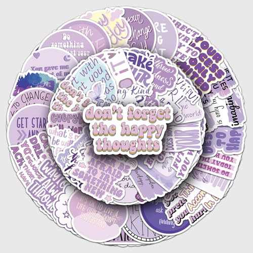 50PCS Purple Motivational Stickers, Inspirational Positive Affirmation Vinyl Decals, Waterproof Aesthetic Quote Stickers for Water Bottle, Laptop, Scrapbook, Skateboard, Luggage, Journal, Teens Girls, - color: Purple Motivational Stickers-3