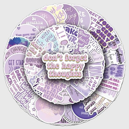50PCS Purple Motivational Stickers, Inspirational Positive Affirmation Vinyl Decals, Waterproof Aesthetic Quote Stickers for Water Bottle, Laptop, Scrapbook, Skateboard, Luggage, Journal, Teens Girls, - color: Purple Motivational Stickers-3