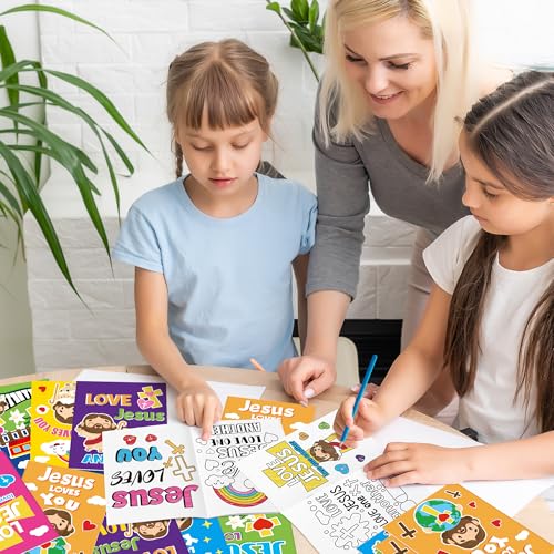 24Pcs Jesus Loves You Coloring Books Religious DIY Color-in Pages - color: C-jesus Loves You