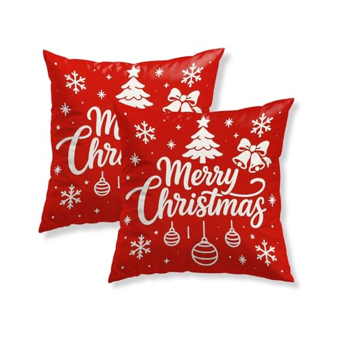 HOMETITUTE Set of 2 Merry Christmas Throw Pillow Covers 18x18 Inch - color: Christmas Throw Pillow Covers #05