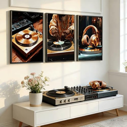 IEMIHZUM DJ Turntable Canvas Wall Art Set of 3 Music Hip Hop Posters12x16in - color: Poster DJ, size: 16L"X12W"