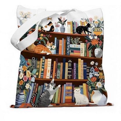 Book Canvas Bag, Read Tote Bag, Inspirational Canvas Bag. - color: White Read Inspirational-07