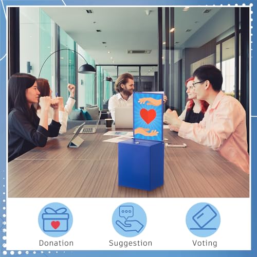 Metal Donation Box for Fundraising,Basic,Blue - color: Blue