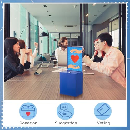 Metal Donation Box for Fundraising,Basic,Blue - color: Blue