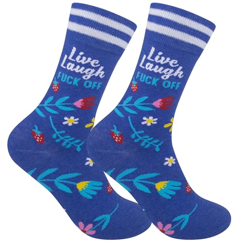 FUNATIC Socks with Funny and Profane Sayings, Sarcastic Gift for Men Women - color: Live, Laugh, F Off
