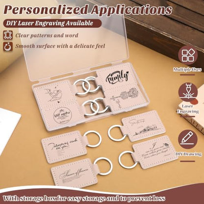 10 Pcs Leather Key Fob, Rectangular Laser Engraving Blanks Keychain Blanks - color: Off White-10 Pcs