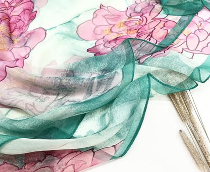 Pokeedioty Scarfs for Women Lightweight Fashion Scarves Elegant Floral Pattern Sheer Scarfs Sunscreen Shawls Wraps - color: P 084