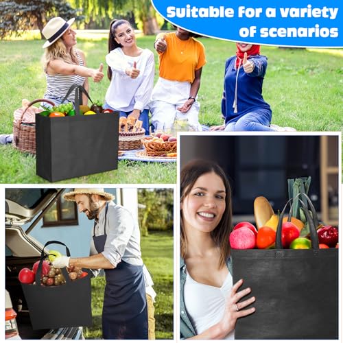 Windyun 100 Pcs Reusable Grocery Bags Large Shopping Tote Bulk, Black - color: Black