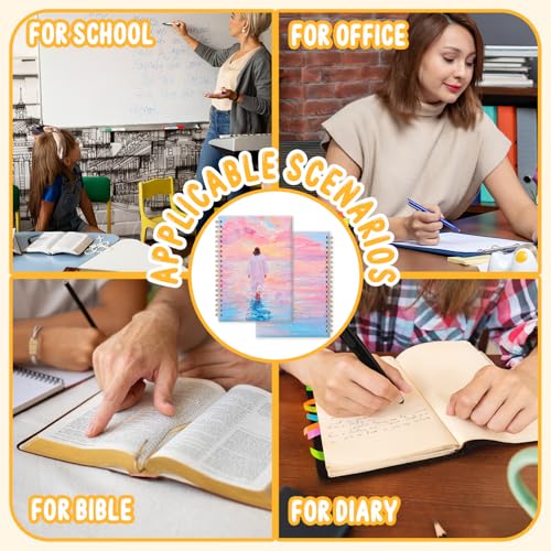 Christian Journal - Spiral Notebook Featuring Jesus Walking on Water, Church Notes Journal, Inspirational Gift for LDS & Church Members, Spiritual Thank You Gifts for Women 5.5x8.2 Inch - color: White Pink, style: Jesus Walking on Water