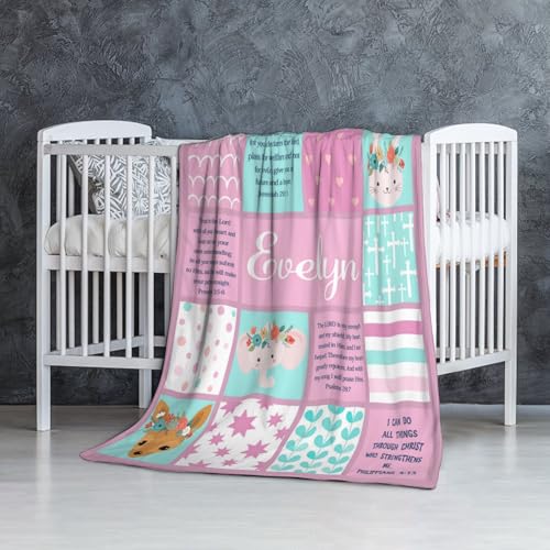 Personalized Baby Blankets with Name Christian Gift for Baby - color: Design04