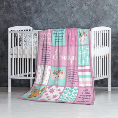 Personalized Baby Blankets with Name Christian Gift for Baby - color: Design04