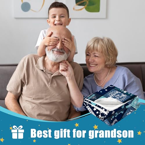 Grandson Gifts from Grandma & Grandpa, Grandson Blanket 60"x 80" Soft Throw - color: Daer Grandson-1, size: 60"x80"